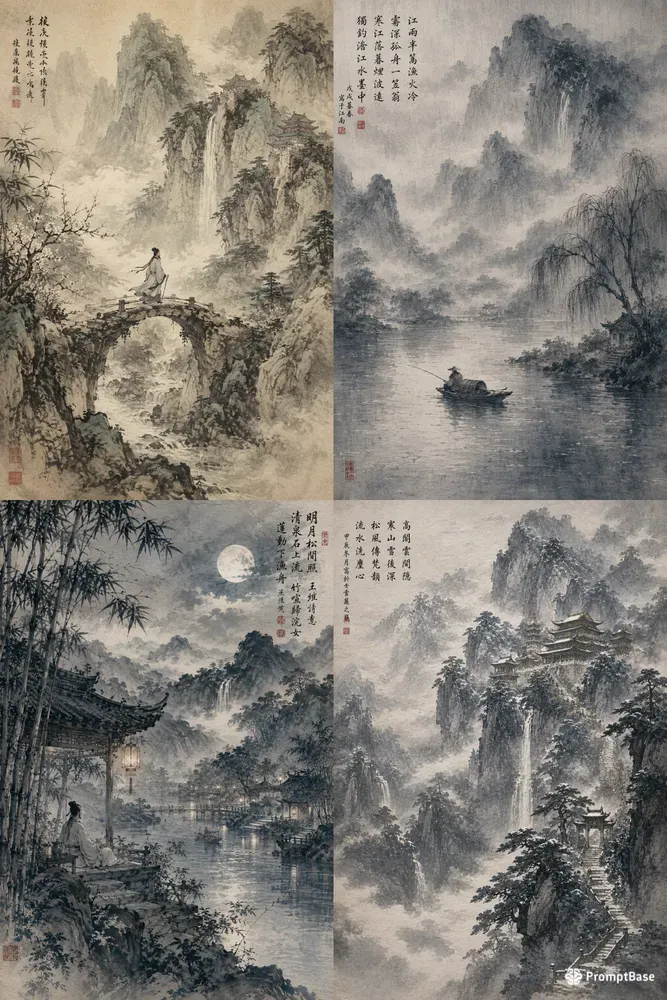 Asian Watercolor Scene Generator