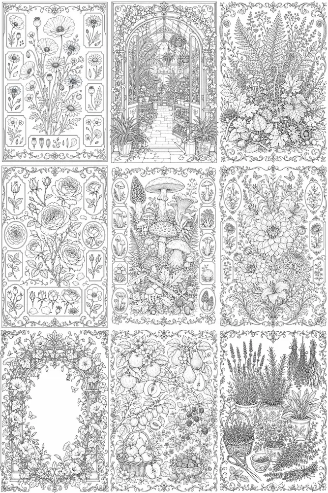 Vintage Botanical Illustrations Line Art