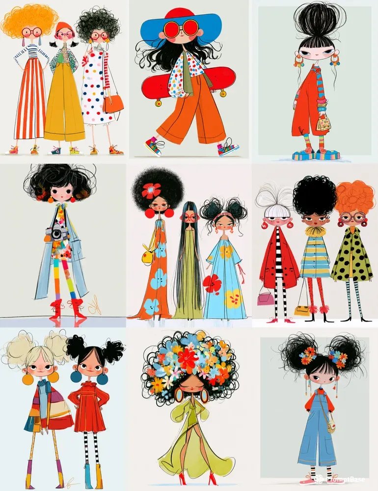 Colorful Fashion Girls Etsy Cliparts