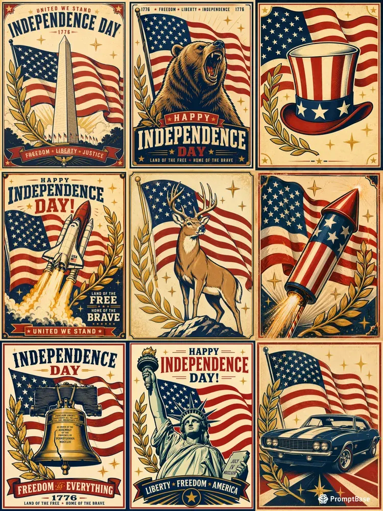 Retro Patriotic Vector Posters
