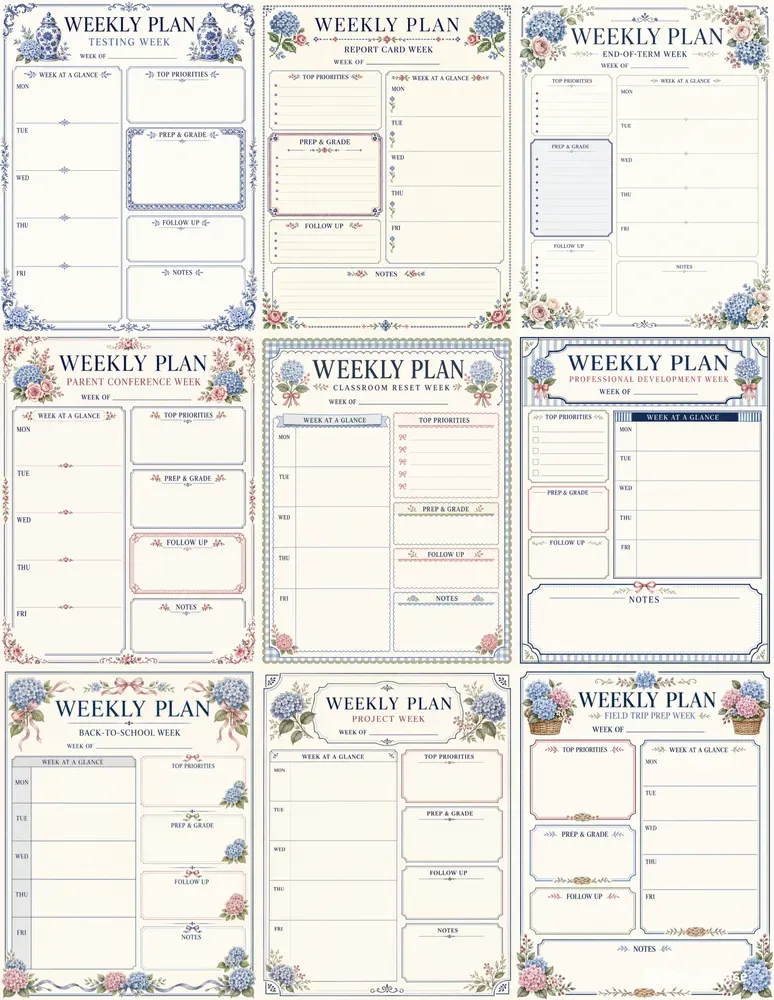 Grandmillennial Teacher Weekly Planners