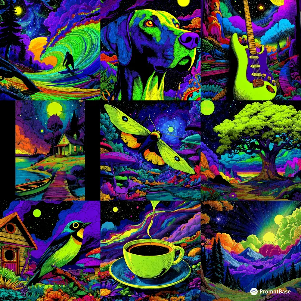 Ink Neon Psychedelic Blacklight Pops
