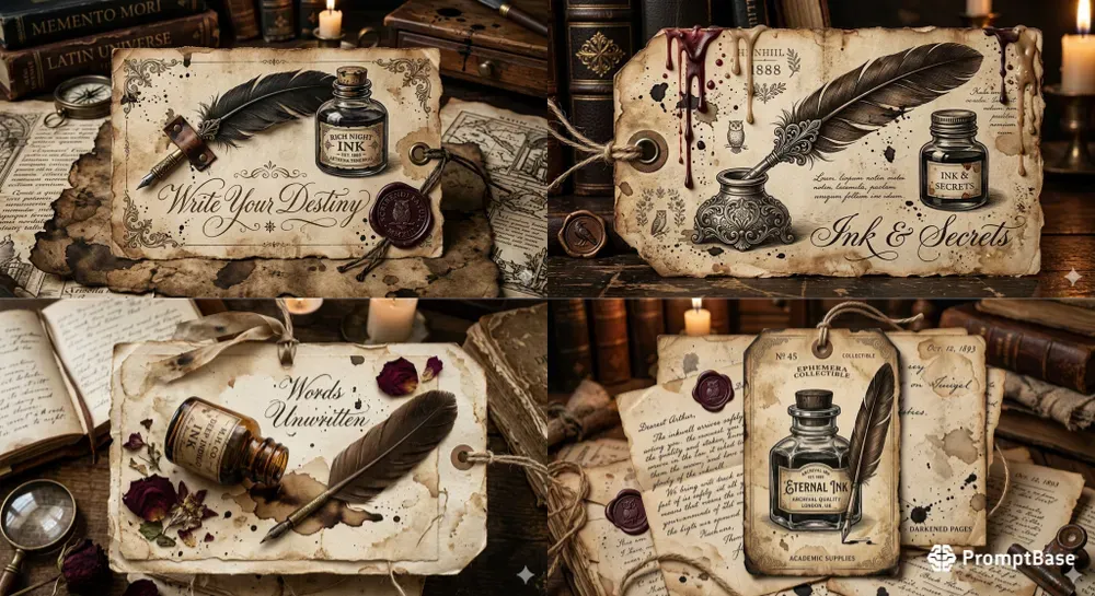 Quill Ink Bottle Tags