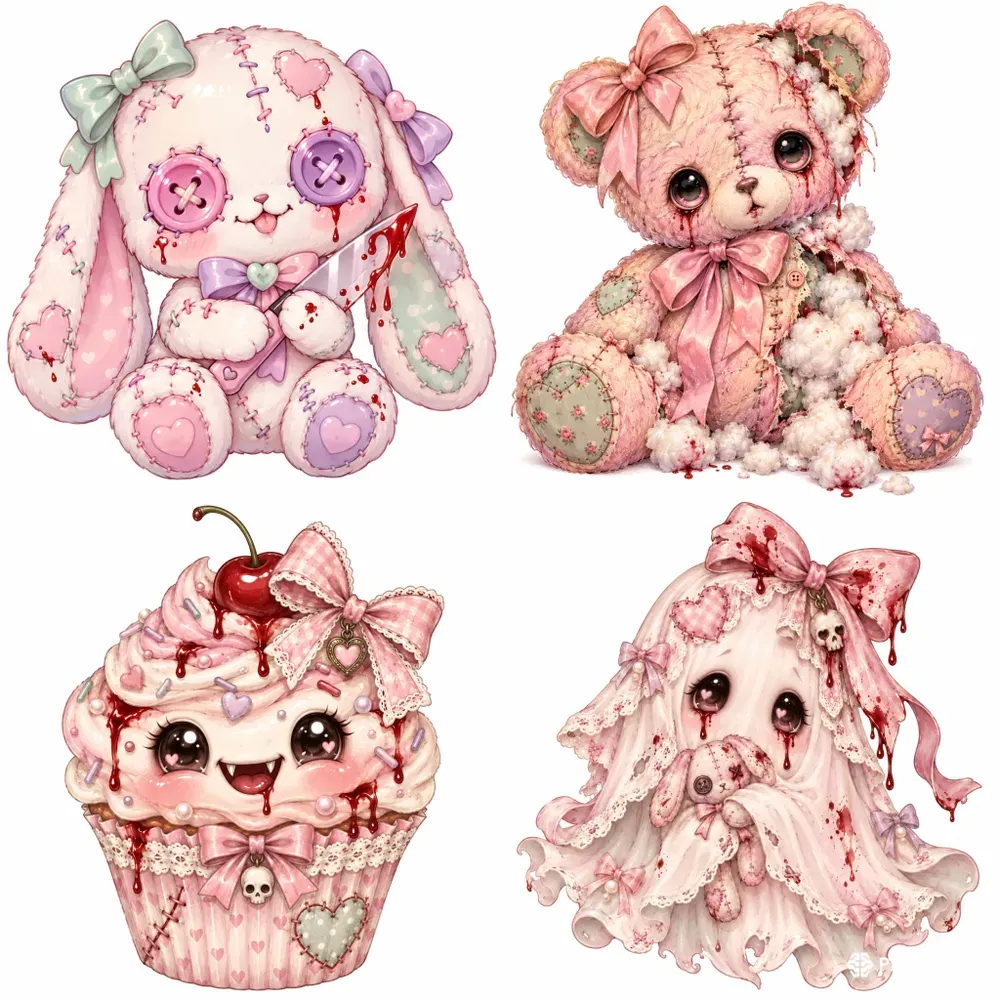 Pastel Creepy Cute Horror Cliparts