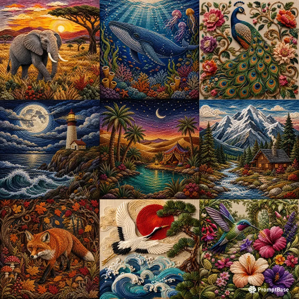 Premium Thread Art Scenes