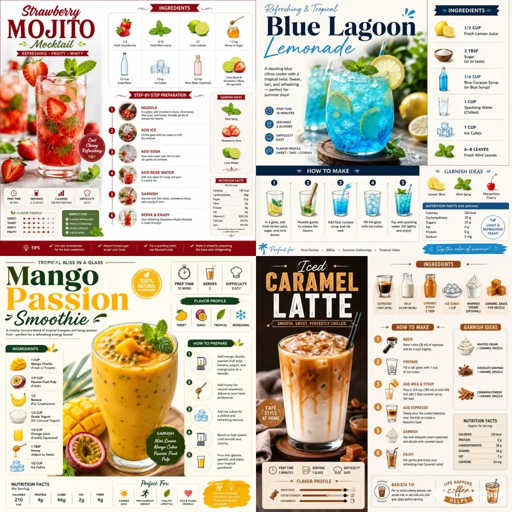 Premium Drink Recipe Cards
