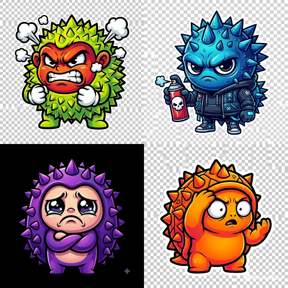 Angry Durian Chibi Sticker Meme Art