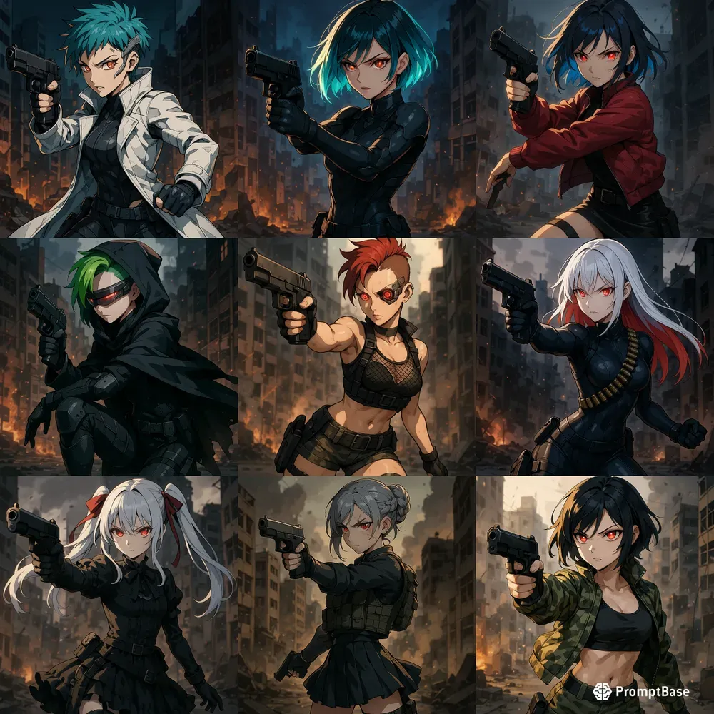 Anime Girls Assassins In Tactical Gear
