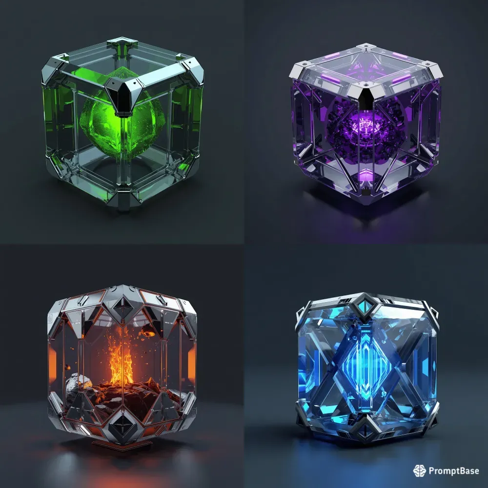 3D Cyber Crystal Data Blocks
