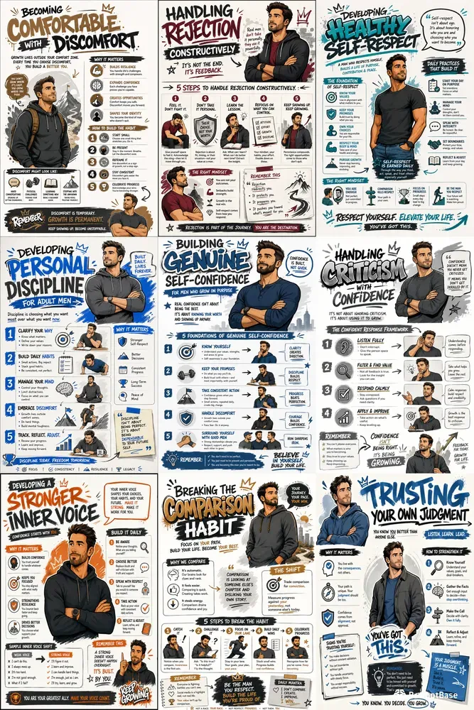 Mens Confidence Infographic Sketchnotes