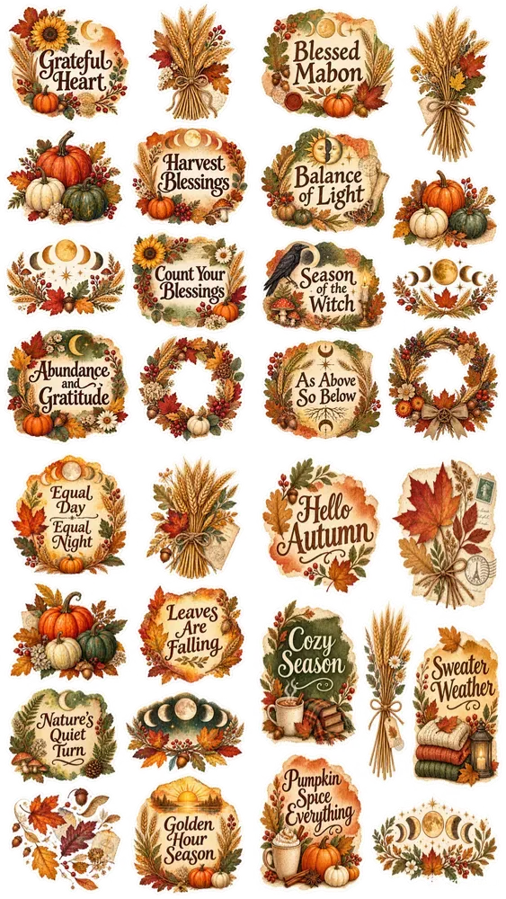 Autumn Equinox Quote Stickers Png