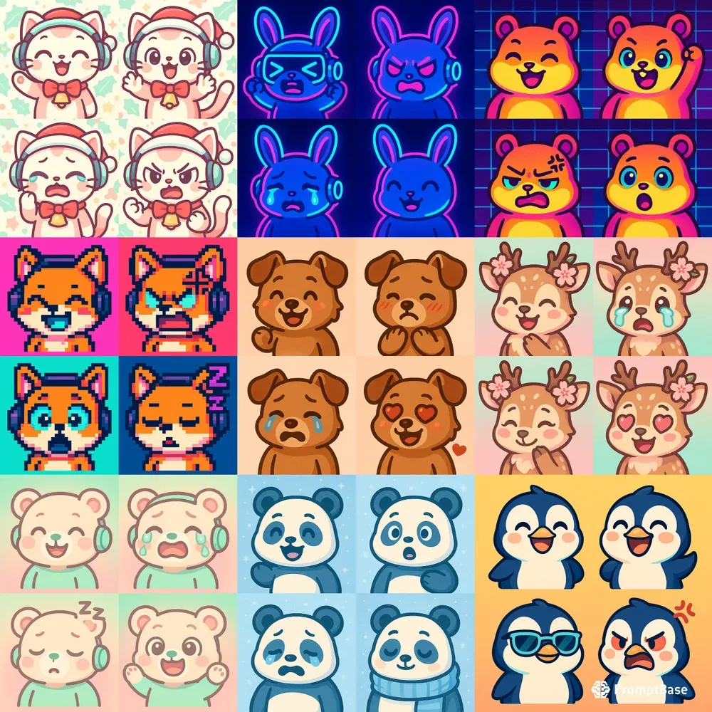 Chibi Animal Streamer Emojis Icons