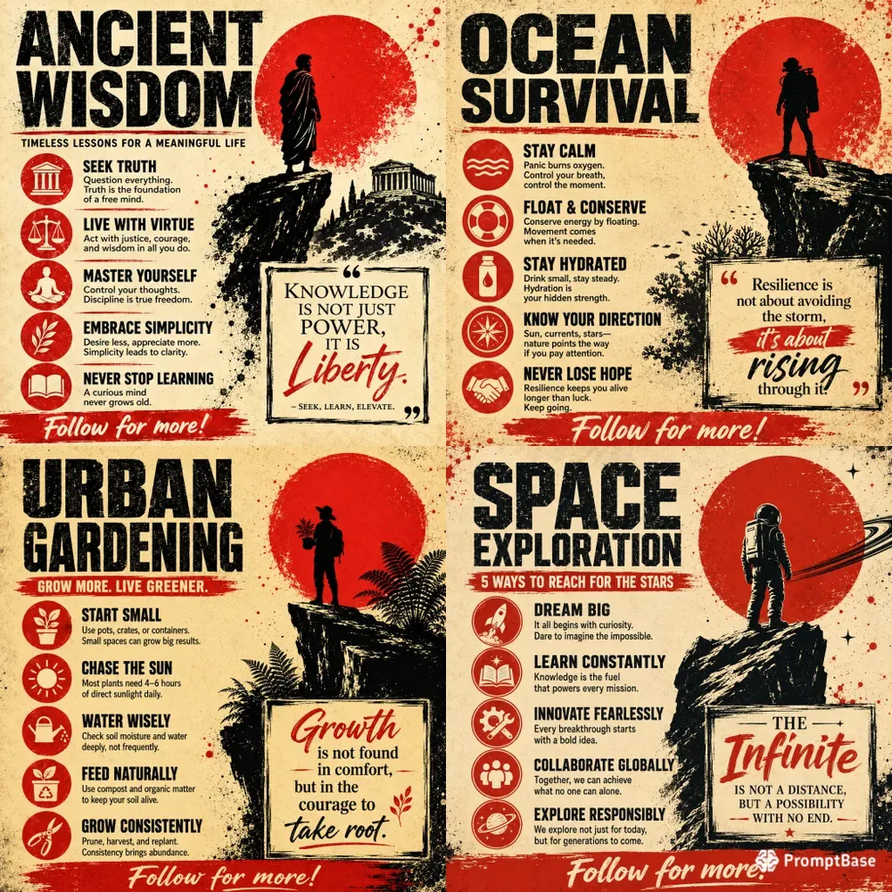 Vintage Infographic Motivational Posters