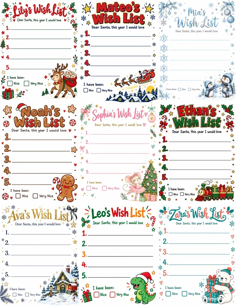 Kids Christmas Wish List Printables