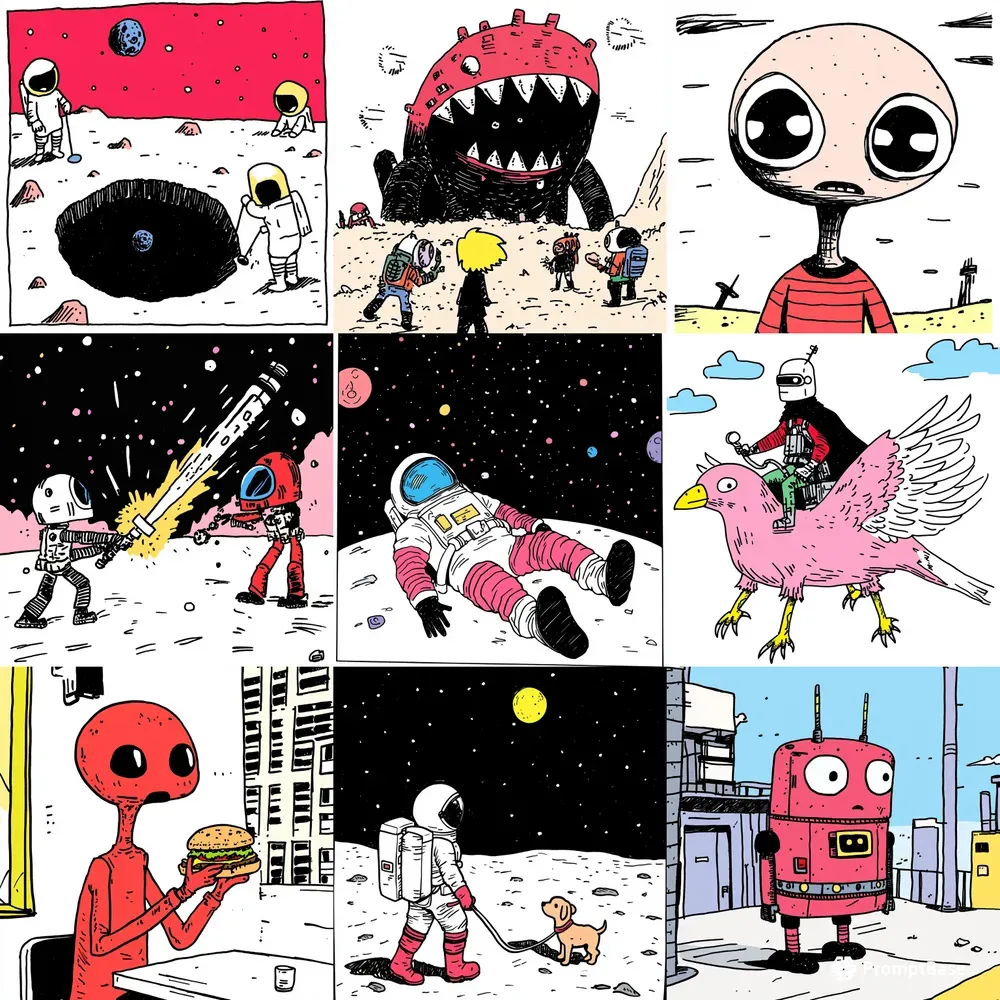 Cartoonstyle Scifi Illustrations
