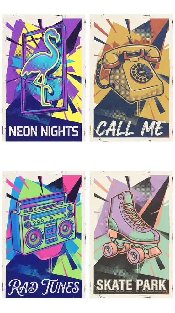 Vintage Risograph Halftone Poster Art