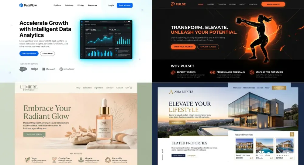 Minimalist UIux Landing Page Concepts