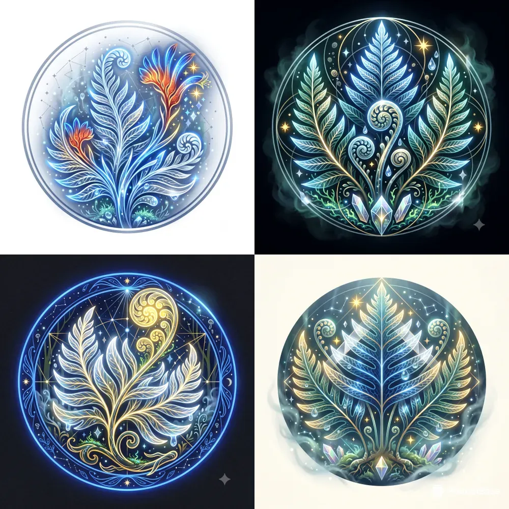 Modern Glowing Fern Emblems