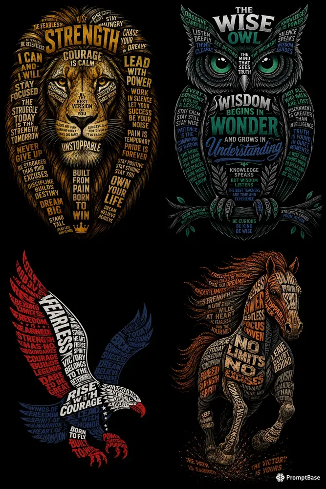 Typography Animal Silhouette Art