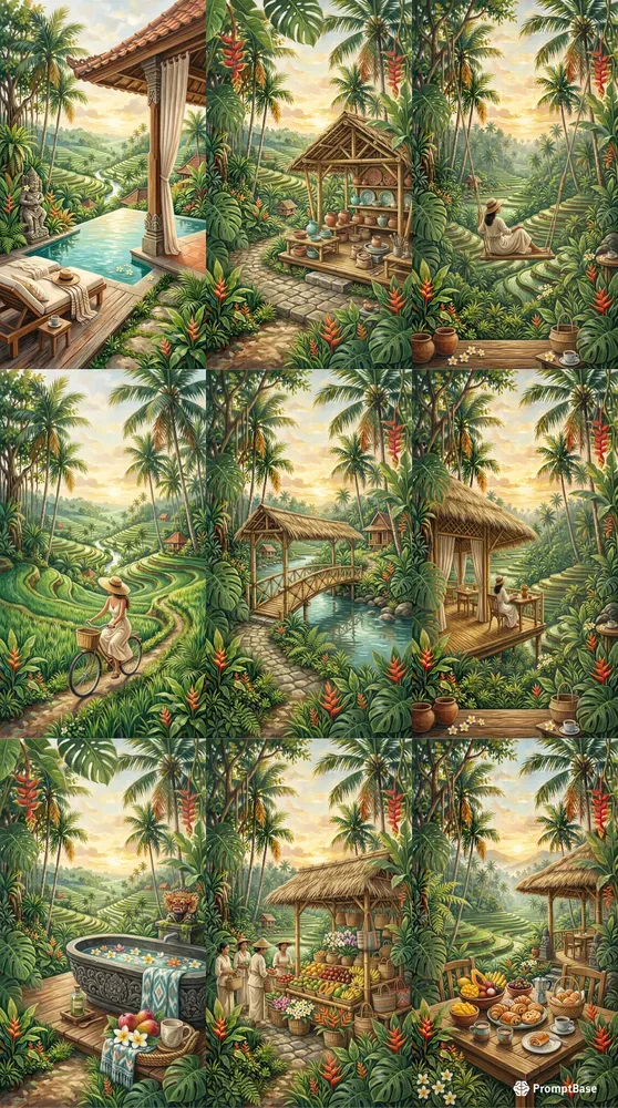 Acrylic Summer In Ubud Bali Illustrations
