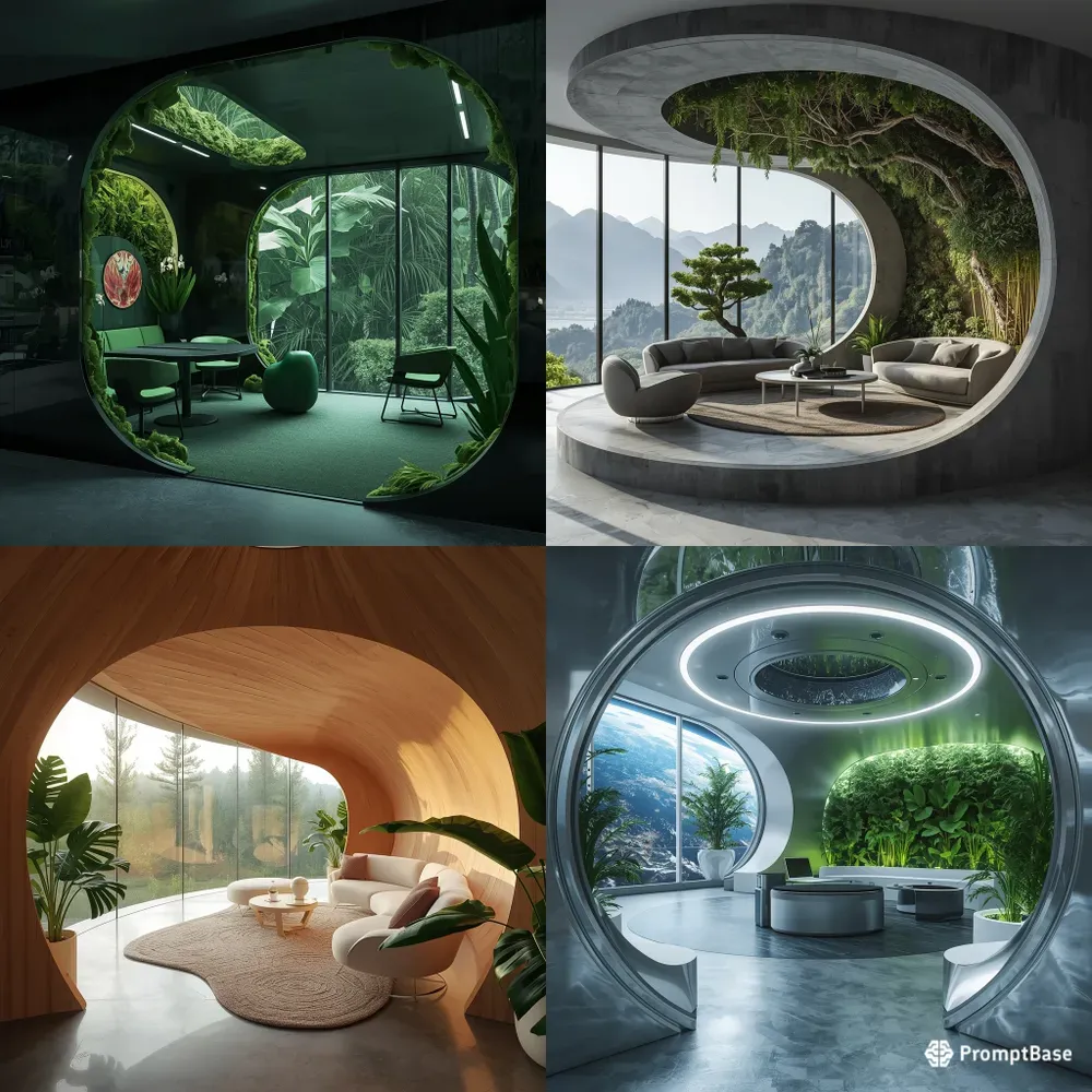 Futuristic Biophilic Interior Pods