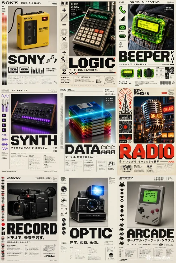 Retro Japanese Tech Ad Posters
