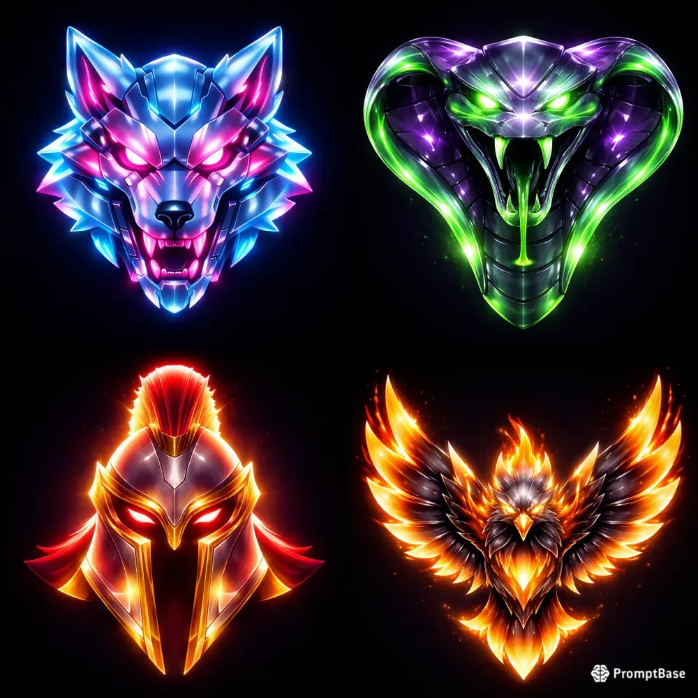 3D Glassmorphism Esports Logos