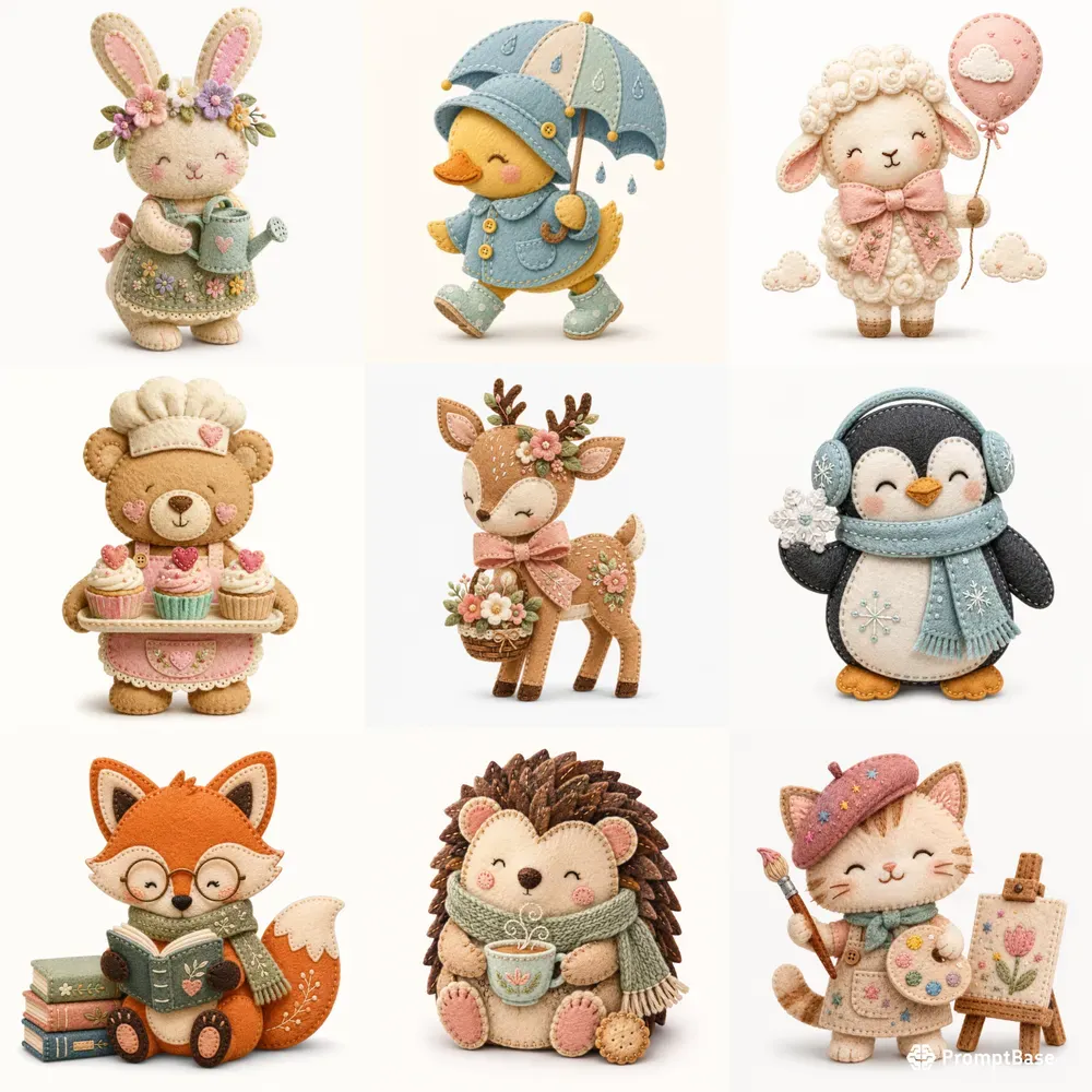 Handstitched Felt Animal Clipart