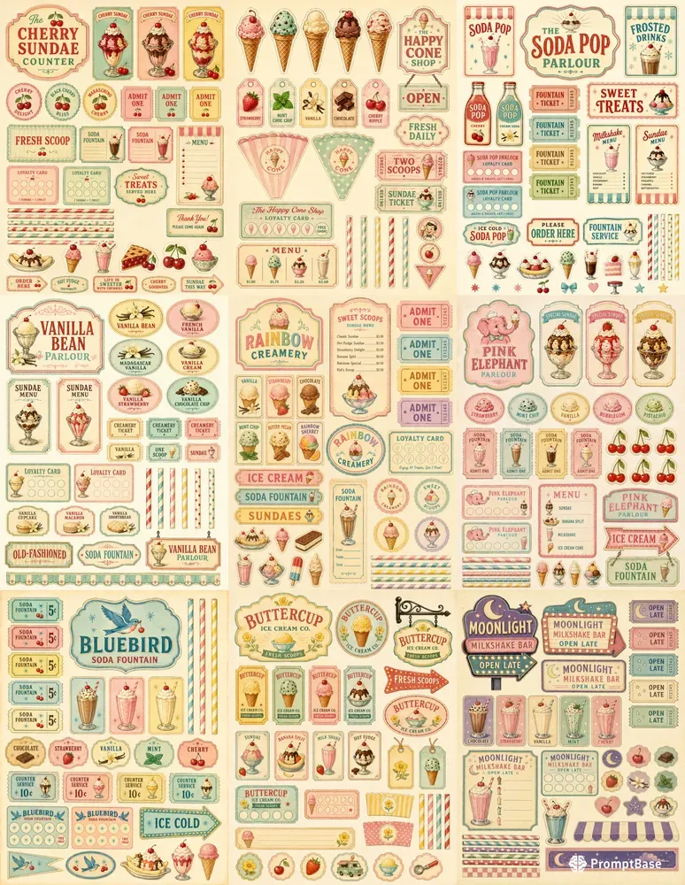 Retro Sundae Parlour Ephemera