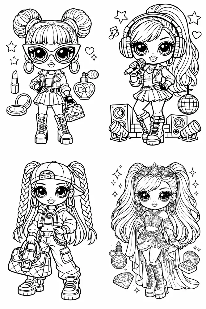Cute Style Doll Coloring Pages