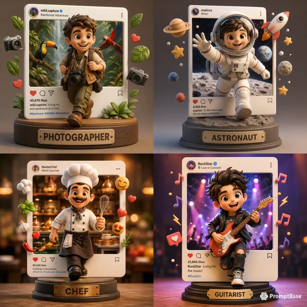 Cute 3D Social Frame Characters