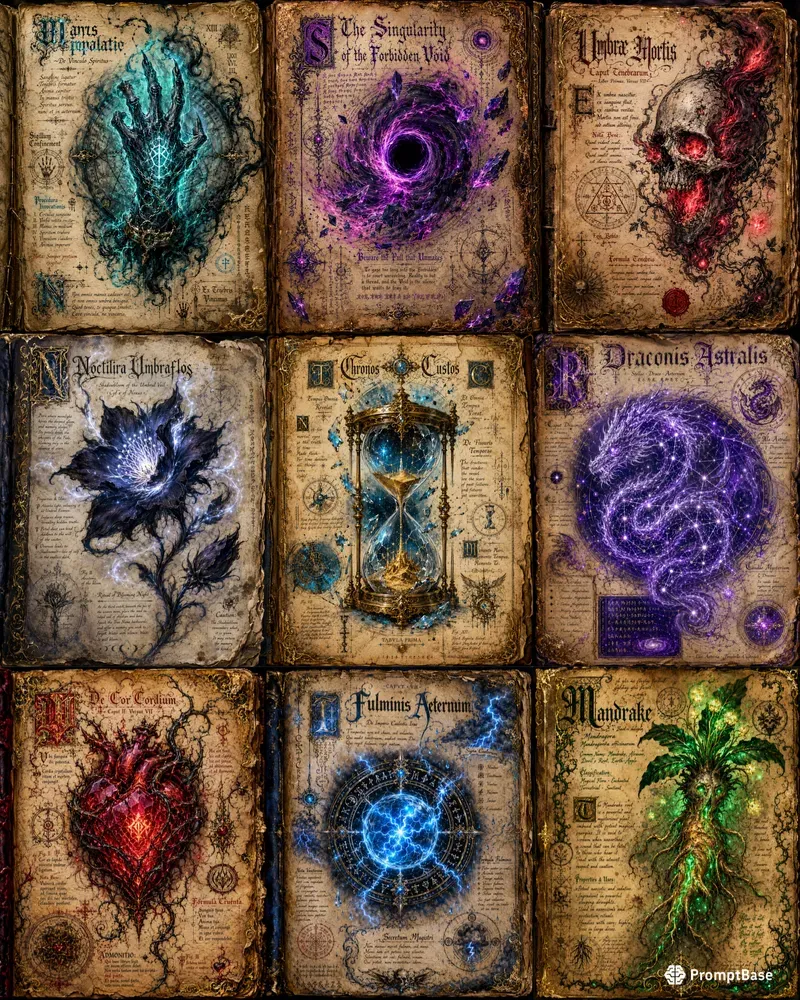 Fantasy Gothic Ancient Spell Book Pages