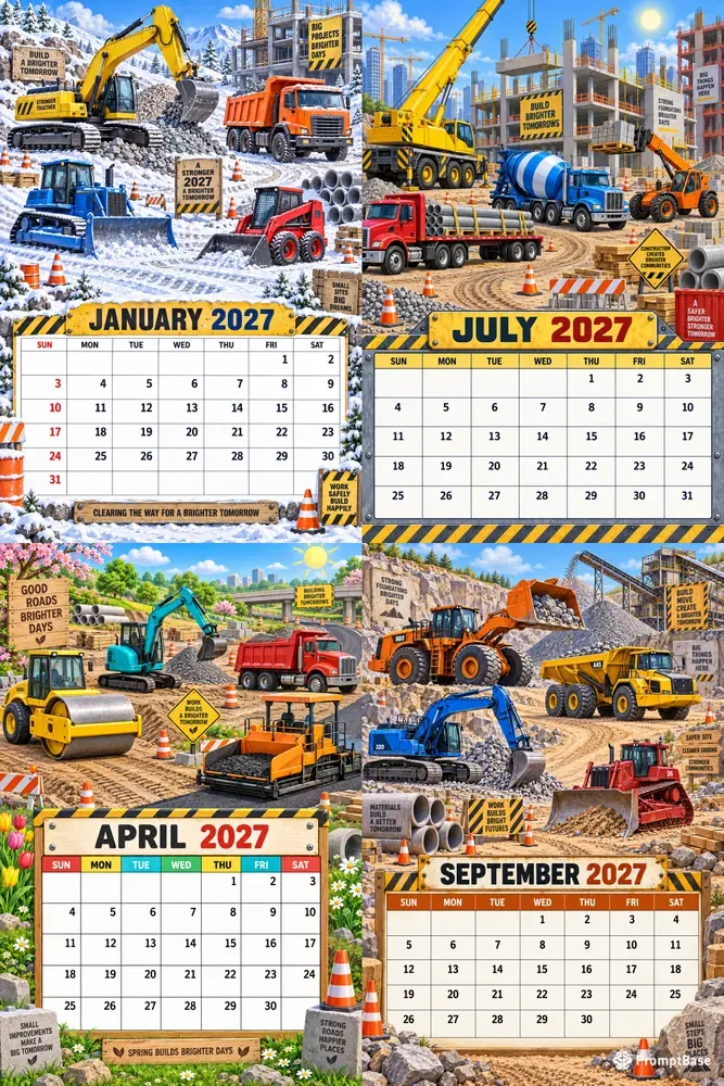 Cute Construction Trucks 2027 Calendars