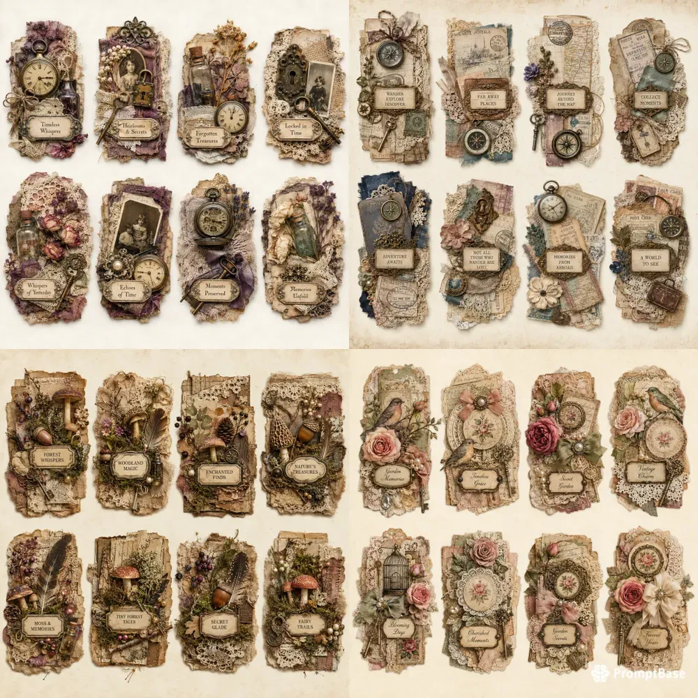 Vintage Junk Journal Cluster Labels