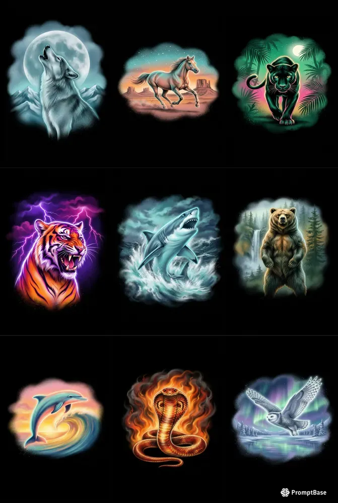 Retro 90s Airbrush Animal Tshirt Art