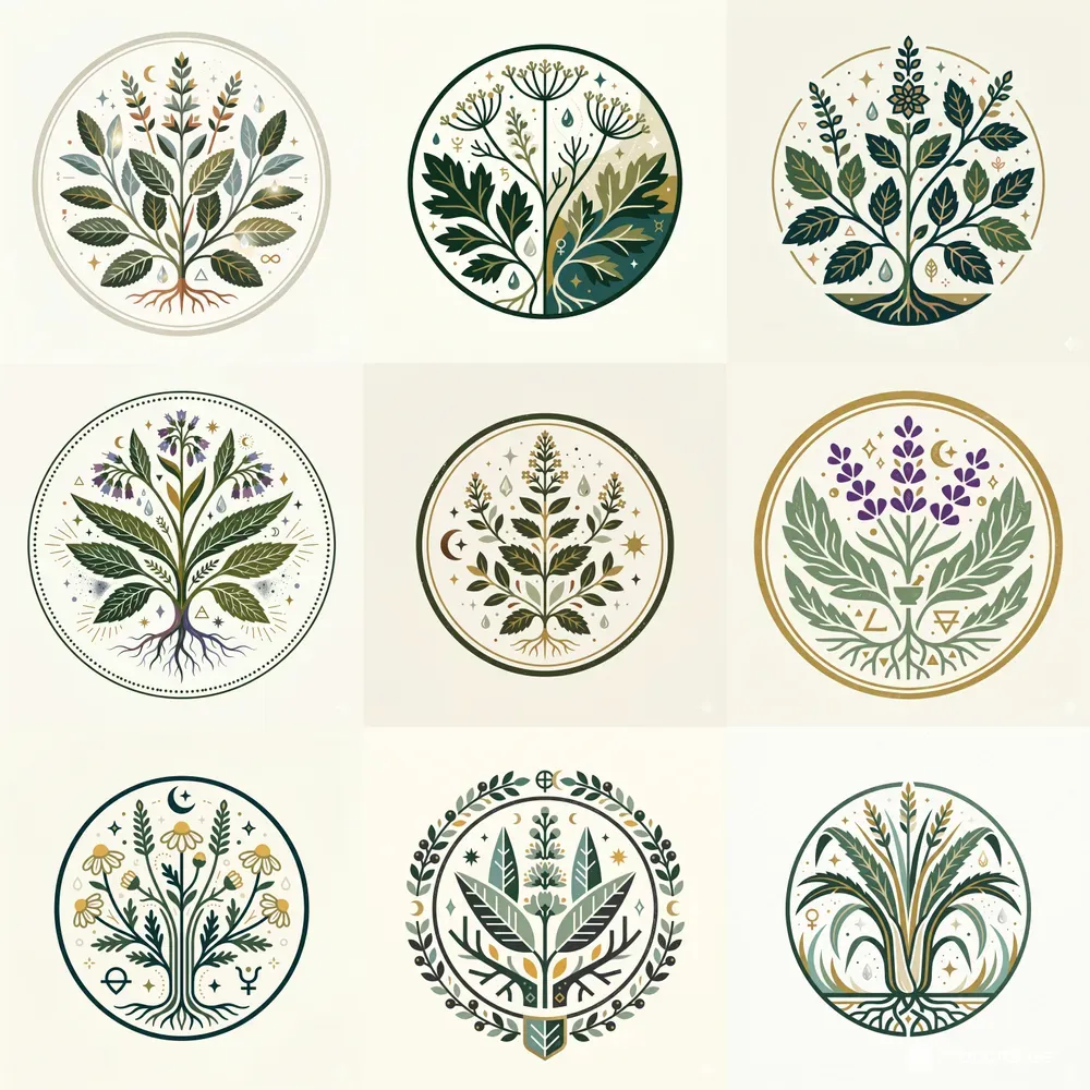 Modern Magical Herb Emblems