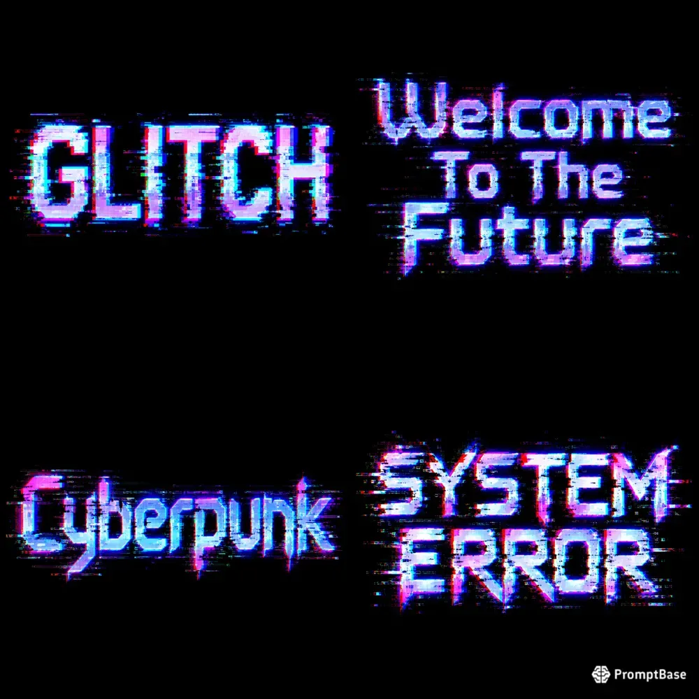 Glitch Cyberpunk Art Typographies