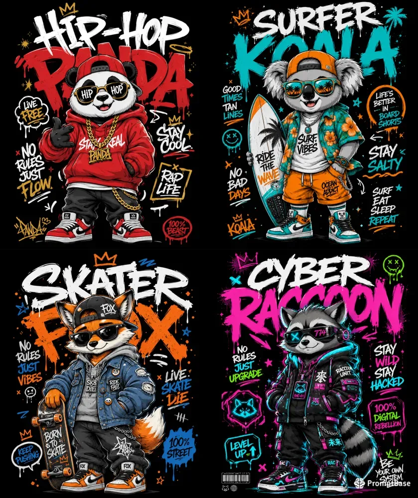 Cute Streetwear Mascot Tshirt Art