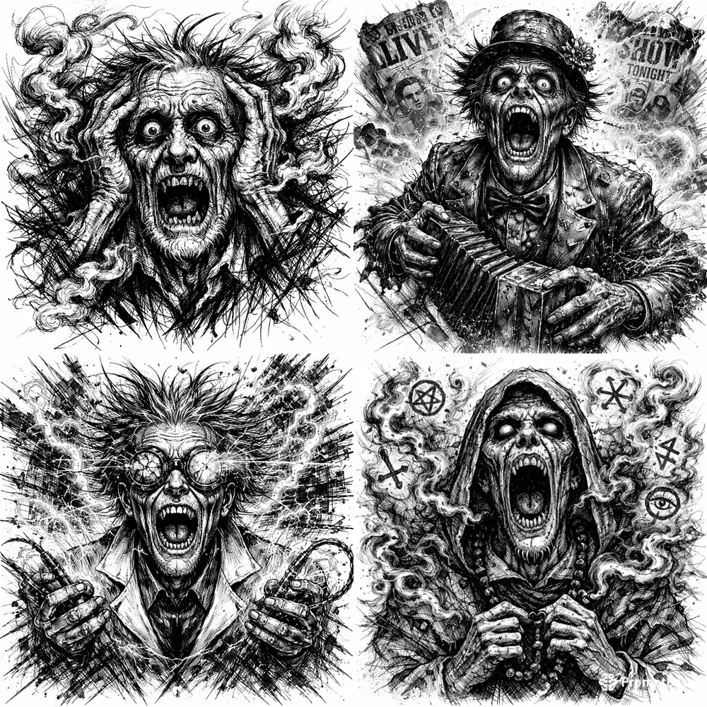 Chaotic Horror Ink Portrait Series