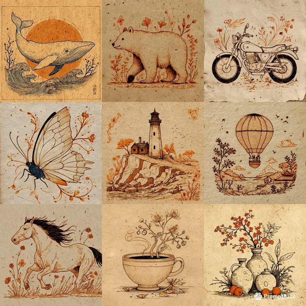 Sepia Ink Parchment Folk Storybooks