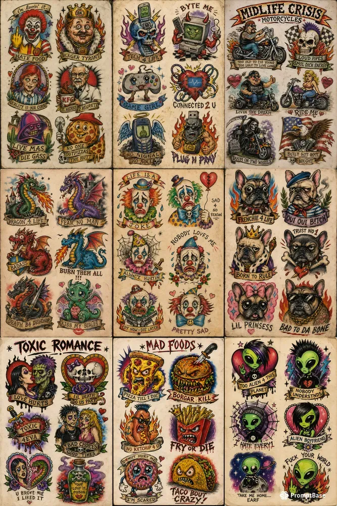 Intentionally Awful Flash Tattoos