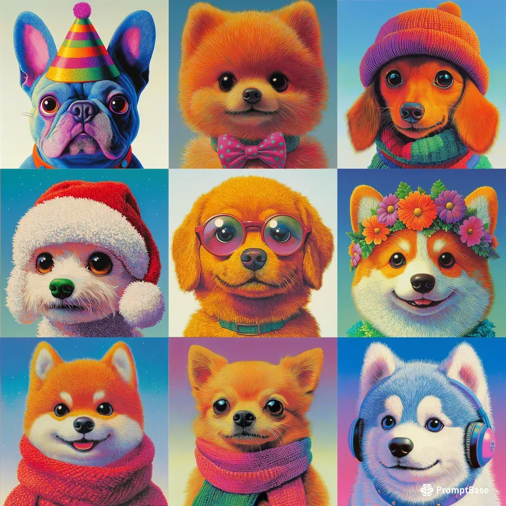 Kawaii Dog Portrait Template Packs