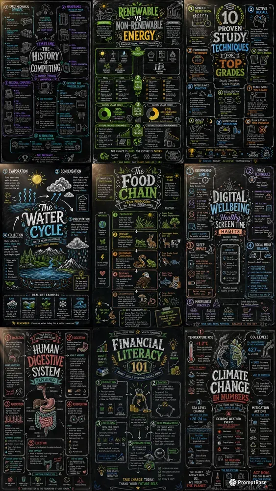 Cinematic Chalkboard Infographic Posters