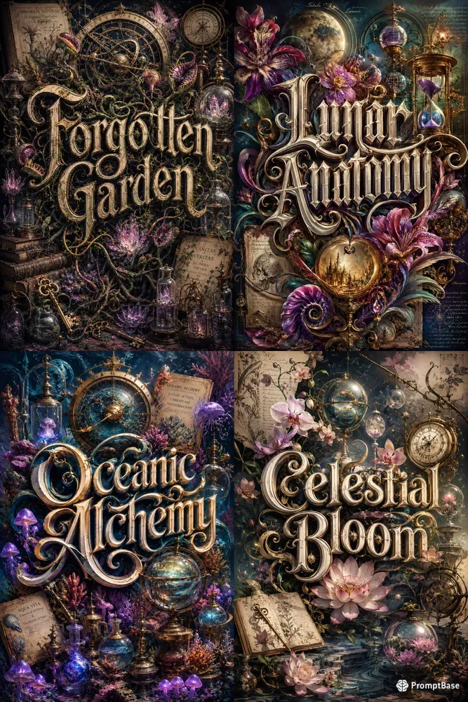 Alchemical 3D Typography Gardens