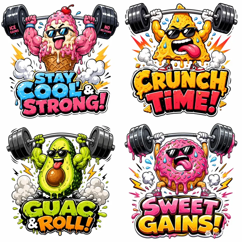Cartoon Gym Mascot Sticker Generator