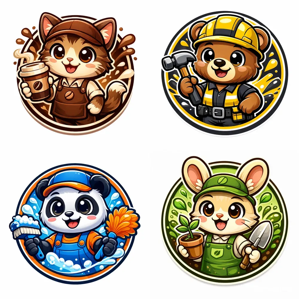 Cute Circular Mascot Logo Generator