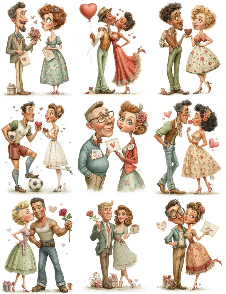 Viral Valentine Couples Caricatures Art