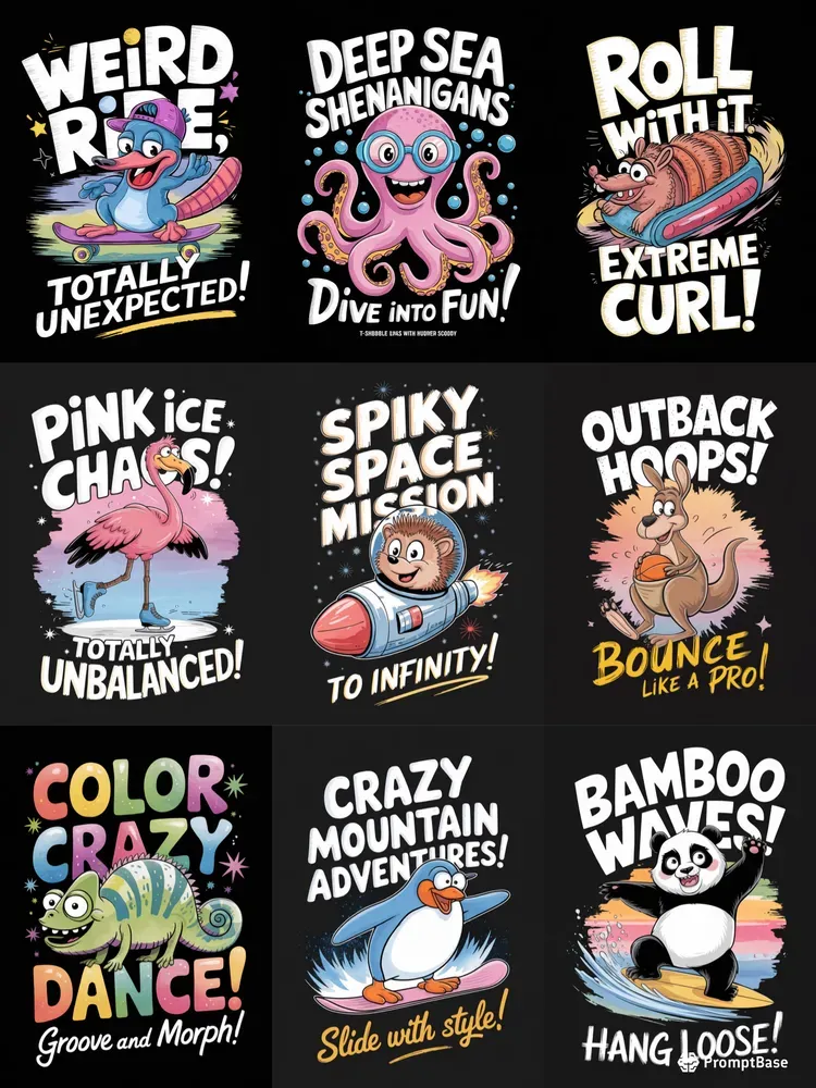 Playful Cartoon Character Tshirt Designs