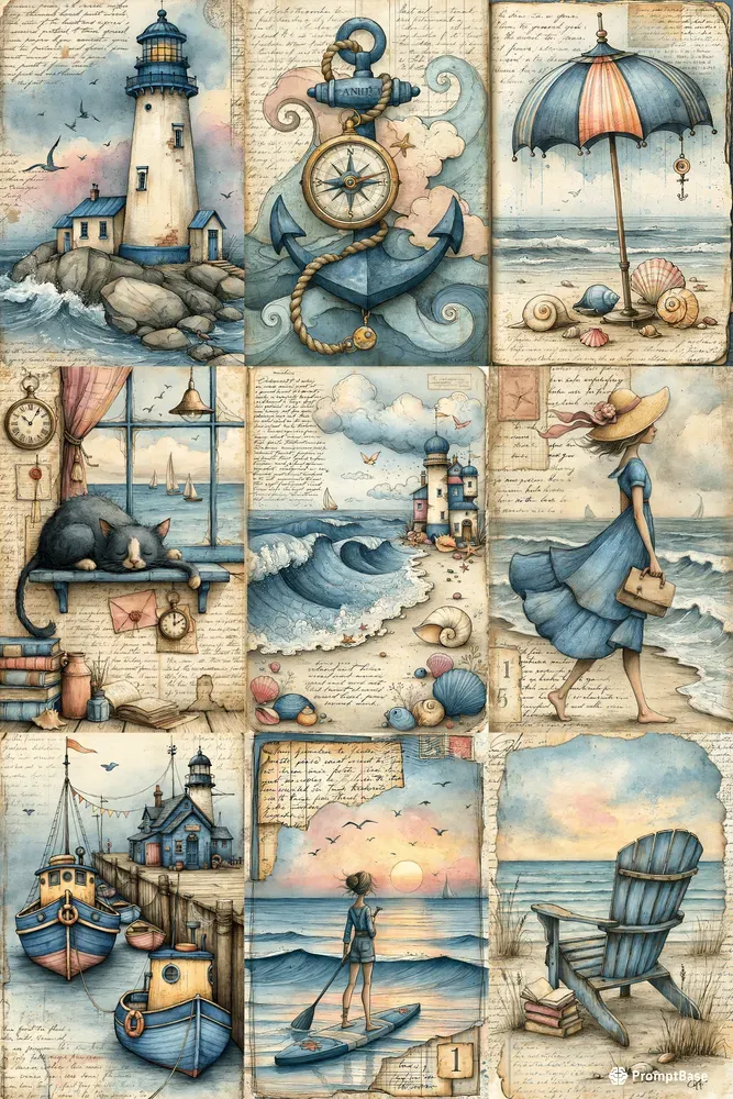 Nautical Junk Journal Pages