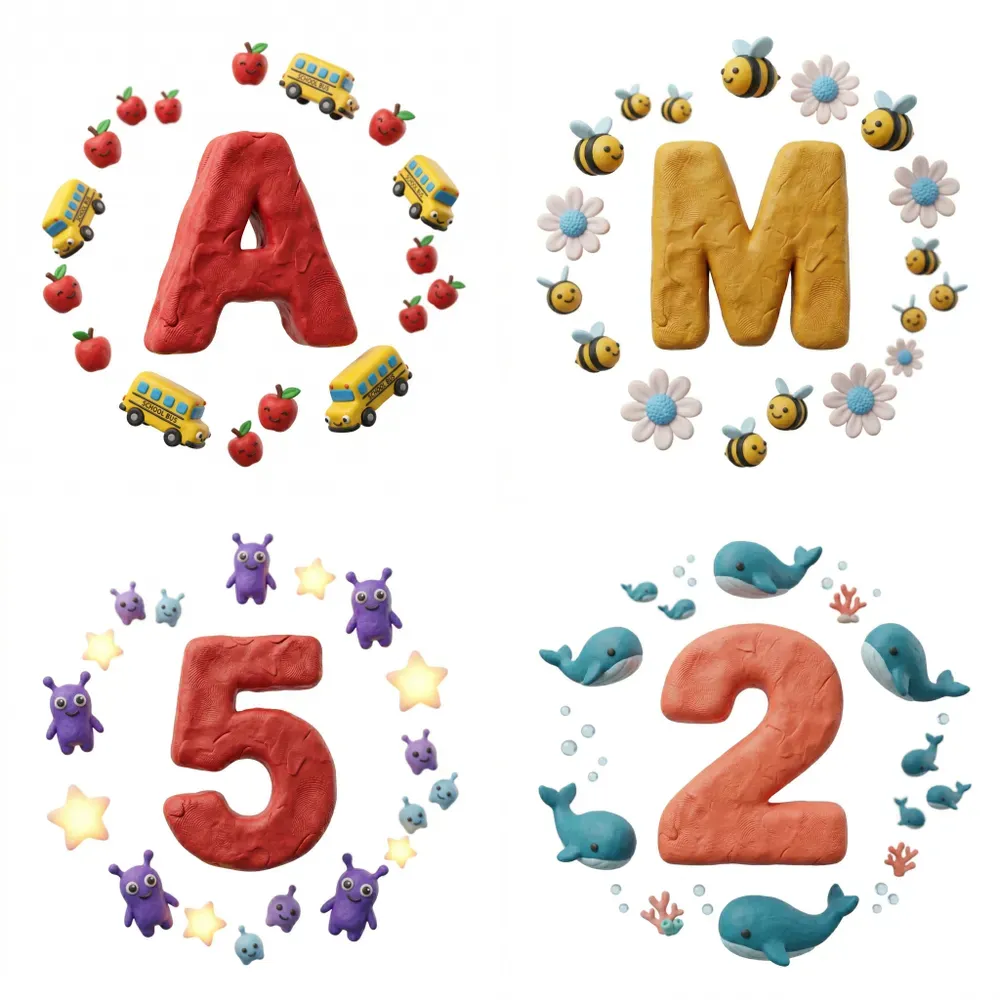 3D Clay Letter Number Anatomy Kits